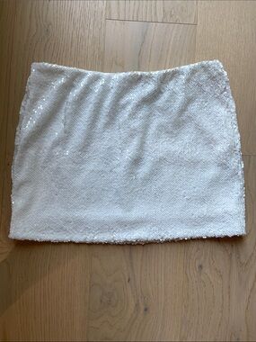 White Sequin Mini Skirt - Michael Costello